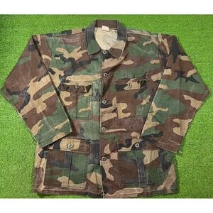 vintage M81 camo button up LG herringbone woodland jungle fatigue 90s Hunting